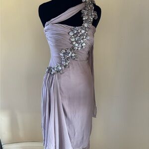 Julian Joyce by Mandalay Elegant Lavender One-Shoulder midi Dress
